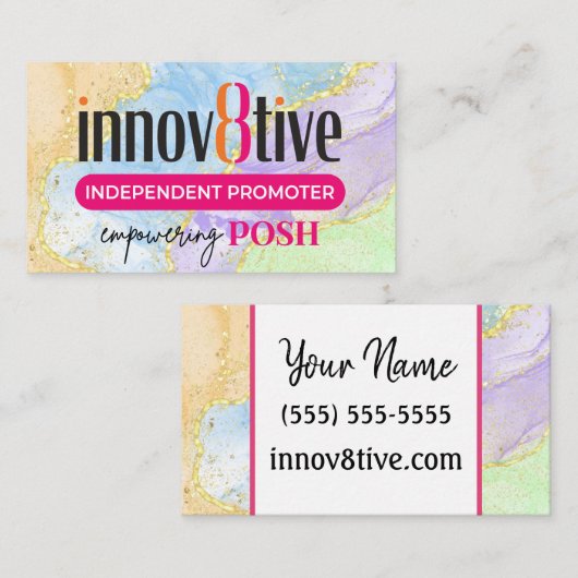 大理石金ゴールドインノフ8ポジティブPosh名刺 名刺 (正面/裏面)