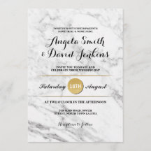 大理石金ゴールドエレガントなウェディングアールデコ1920の招待状