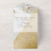 大理石金ゴールドグリッタークリスマス&年お祝い オールインワン招待状 (外側)