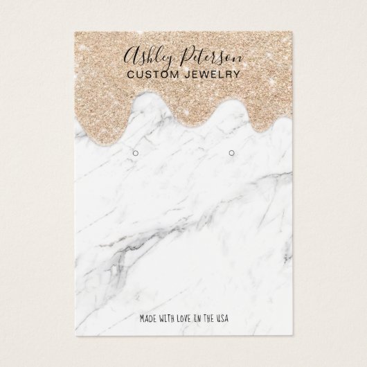 大理石金ゴールドグリッタードリップジュエリーイヤリング表示 (正面)