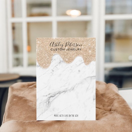 大理石金ゴールドグリッタードリップジュエリーイヤリング表示