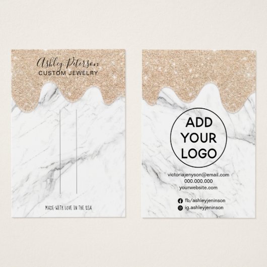 大理石金ゴールドグリッタードリップジュエリーヘアクリップ表示 (正面&裏面)