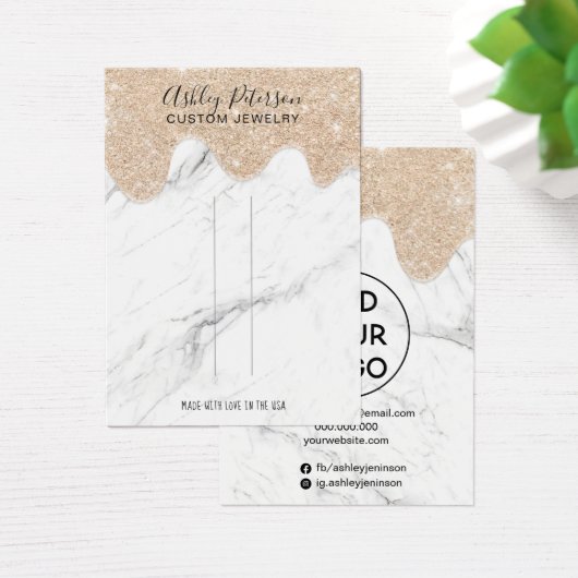 大理石金ゴールドグリッタードリップジュエリーヘアクリップ表示 (デスク)