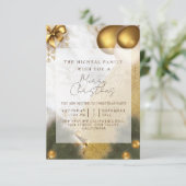 大理石金ゴールドグリッター年&クリスマスお祝い 招待状 (スタンド正面)