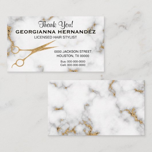 大理石金ゴールドシザー美容師事業 エンクロージャーカード (正面/裏面)