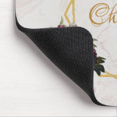 大理石金ゴールドバーガンディレッドポニー名ガーリーフローラ マウスパッド (コーナー)