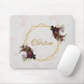 大理石金ゴールドバーガンディレッドポニー名ガーリーフローラ マウスパッド (マウス)
