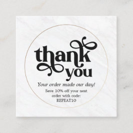大理石金ゴールドパーソナライズされた注文ありがとう スクエア名刺