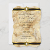 大理石金ゴールドパールベージュブラックバースデーパーティー 招待状 (裏面)