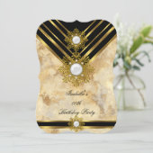 大理石金ゴールドパールベージュブラックバースデーパーティー 招待状 (スタンド正面)