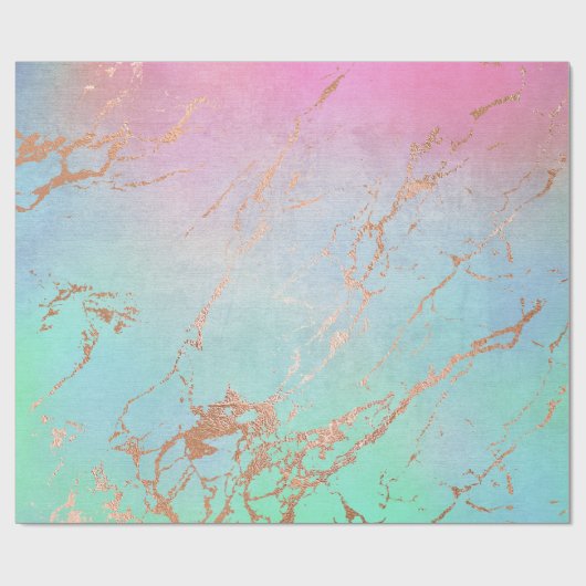 大理石金ゴールドピンクの緑の結婚誕生日のギフトラップ ラッピングペーパー (フラット)