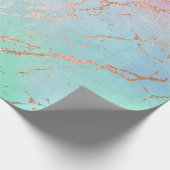 大理石金ゴールドピンクの緑の結婚誕生日のギフトラップ ラッピングペーパー (角)