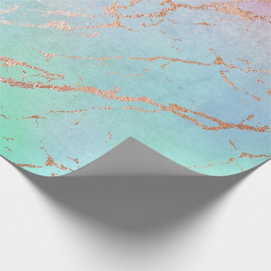 大理石金ゴールドピンクの緑の結婚誕生日のギフトラップ ラッピングペーパー (角)