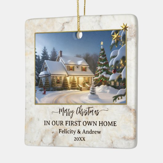 大理石金ゴールドファースト自撮り セラミックオーナメント (左)