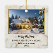 大理石金ゴールドファースト自撮り セラミックオーナメント (裏面)