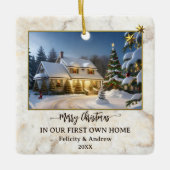 大理石金ゴールドファースト自撮り セラミックオーナメント (正面)