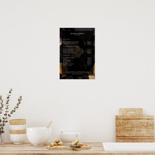 大理石金ゴールドブラックサロン価格表ポスター ポスター (キッチン)