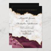 大理石金ゴールドブルゴーニュ結婚アゲート 招待状 (正面/裏面)