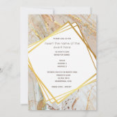 大理石金ゴールドブルーオレンジのゲートジオメトリフレーム 招待状 (裏面)