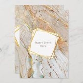 大理石金ゴールドブルーオレンジのゲートジオメトリフレーム 招待状 (正面/裏面)