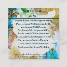 大理石金ゴールドブルーパープルマルチパープル スクエア名刺