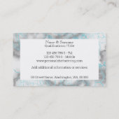 大理石金ゴールドブルーフローラバタフライ美しい化粧 名刺 (裏面)