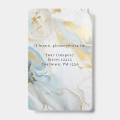 大理石金ゴールドブルー従業員フォトIDバッジ バッジ (Back)