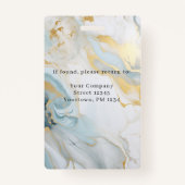 大理石金ゴールドブルー従業員ロゴ写真IDバッジ バッジ (裏面)