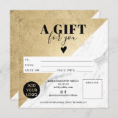 大理石金ゴールドブロック正方形のギフト証明書のロゴ (正面/裏面)