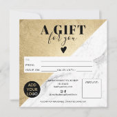 大理石金ゴールドブロック正方形のギフト証明書のロゴ (正面)