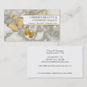 大理石金ゴールドホワイトフローラバタフライ美しい化粧 名刺 (正面/裏面)