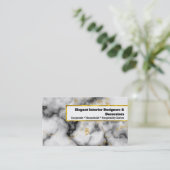 大理石金ゴールドホワイト天然石飾りシック 名刺 (スタンド正面)