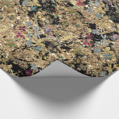 大理石金ゴールドメドウ蝶の虫の宝石ダイヤモンド ラッピングペーパー (角)