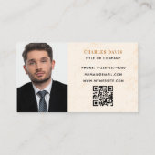 大理石金ゴールドモノグラム写真Qrコードロゴ 名刺 (裏面)