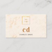 大理石金ゴールドモノグラム写真Qrコードロゴ 名刺 (正面)