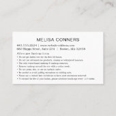 大理石金ゴールドラッシュ美しいアフターケアの指示 名刺 (裏面)