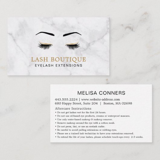 大理石金ゴールドラッシュ美しいアフターケアの指示 名刺 (正面/裏面)