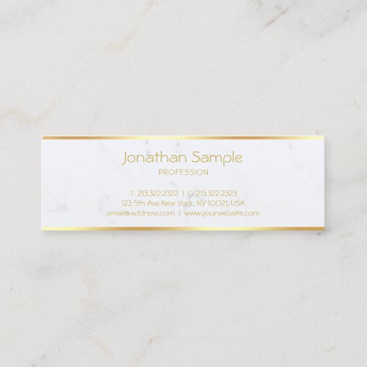 大理石金ゴールド文字テンプレート洗練モダン スキニー名刺 (裏面)