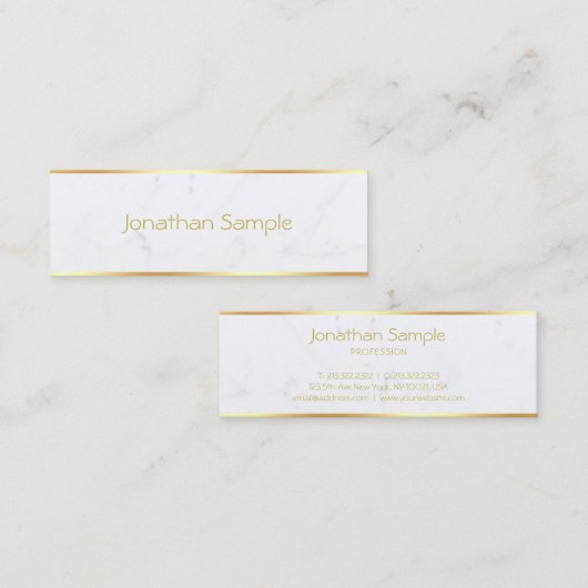 大理石金ゴールド文字テンプレート洗練モダン スキニー名刺 (正面/裏面)