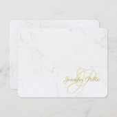 大理石金ゴールド書道スクリプト文字モダントレンディー ノートカード (正面/裏面)