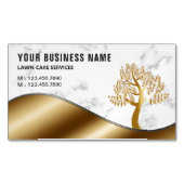 大理石金ゴールド木園芸造園芝 マグネット名刺 (正面)