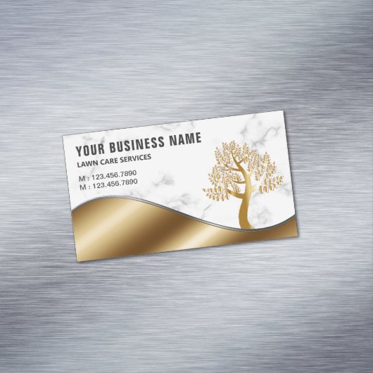 大理石金ゴールド木園芸造園芝 マグネット名刺 (インサイチュ)