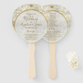 大理石金ゴールド結婚式 プログラム ハンドファン