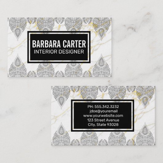 大理石金ゴールド背景 | パタ華美ーン 名刺 (正面/裏面)