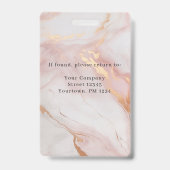 大理石金ゴールド赤面ピンクロゴ従業員フォトIDバッジ バッジ (Back)