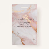 大理石金ゴールド赤面ピンクロゴ従業員フォトIDバッジ バッジ (裏面)