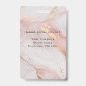 大理石金ゴールド赤面ピンク従業員フォトIDバッジ バッジ (Back)