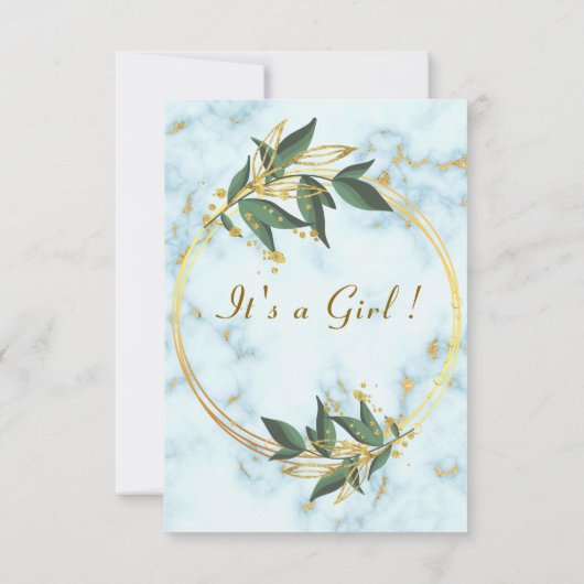 大理石金ゴールドQRコードベビーガールシャワー招待状 カード (裏面)