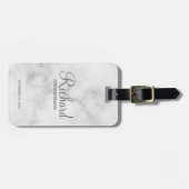 大理石風カスタムネームとイニシャル グルームズマン ラゲッジタグ (正面横)