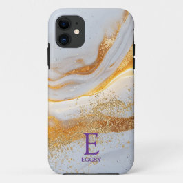 大理石風ゴールドラメモノグラム iPhone 11 ケース
